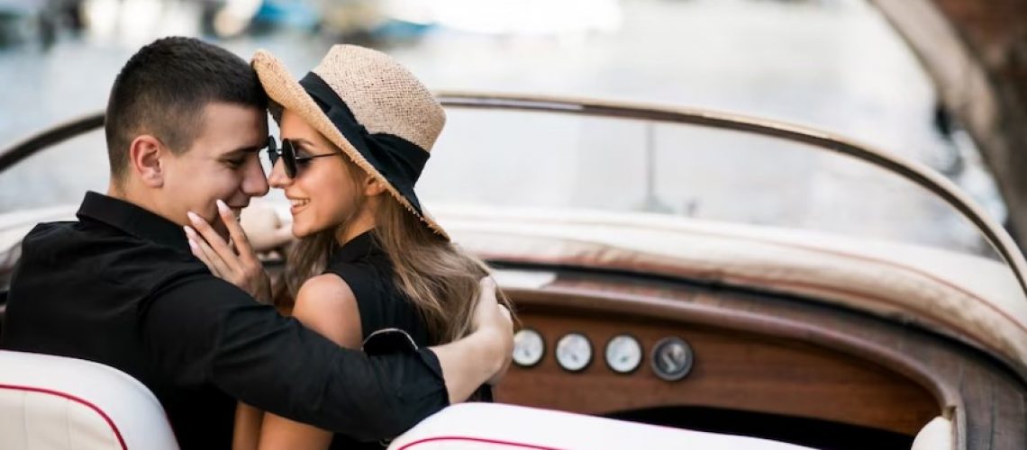 couple kissing in car